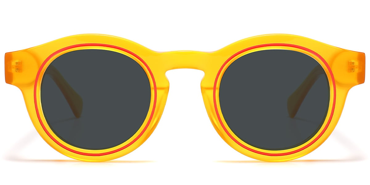Acetate Round Sunglasses translucent-yellow+dark_grey_polarized