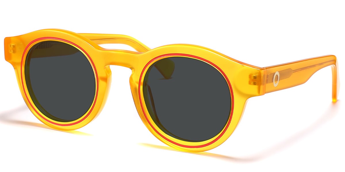 Acetate Round Sunglasses translucent-yellow+dark_grey_polarized