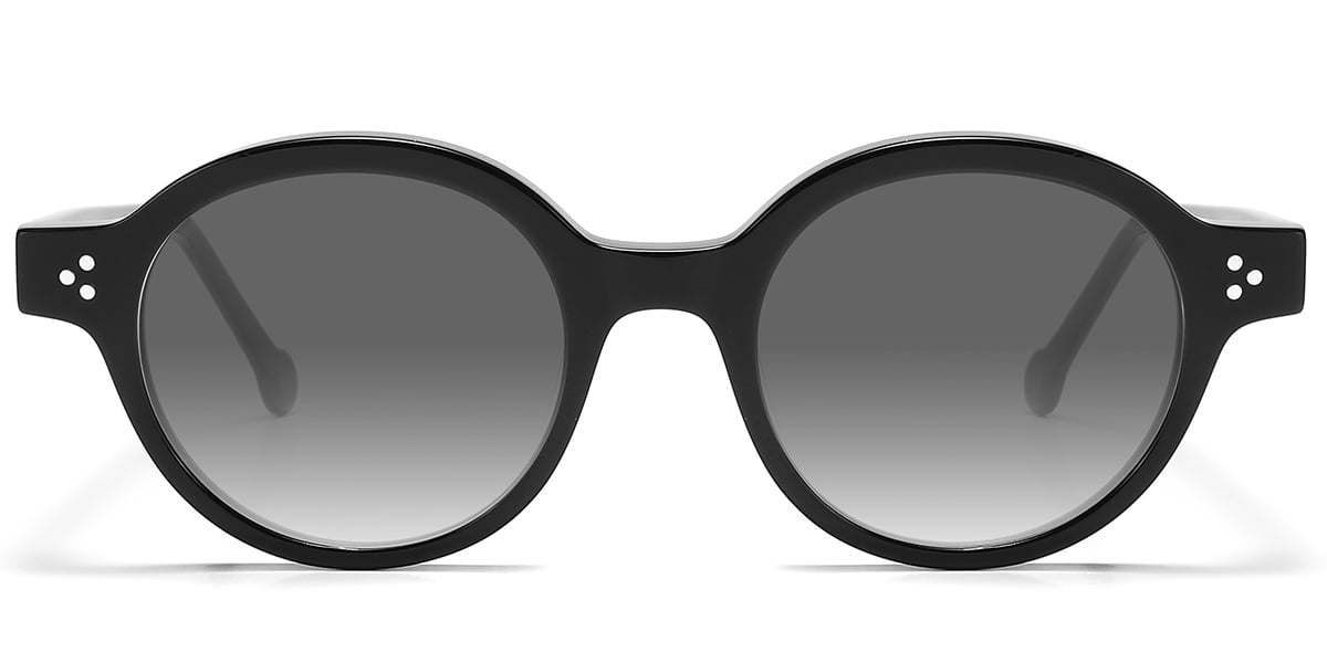 Acetate Round Sunglasses black+gradient_grey_polarized