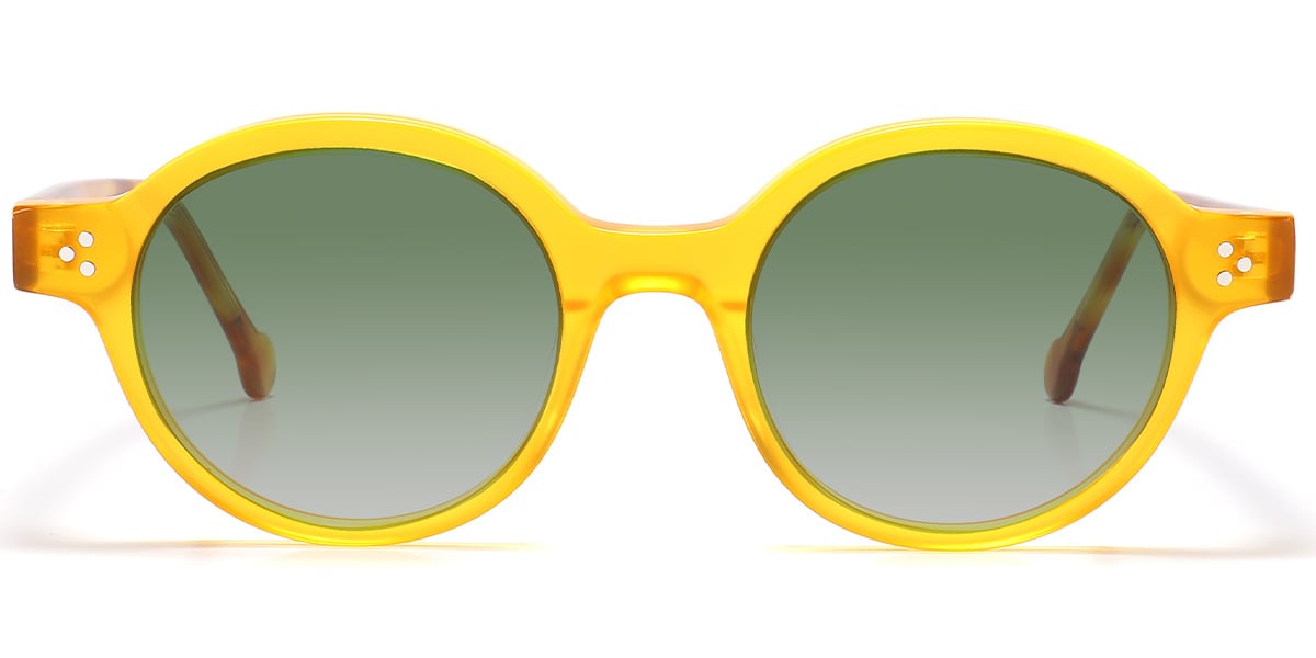 Acetate Round Sunglasses translucent-yellow+gradient_green_polarized