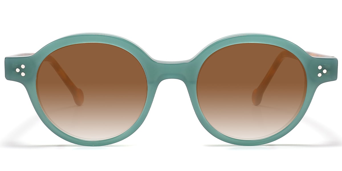 Acetate Round Sunglasses green+gradient_amber_polarized