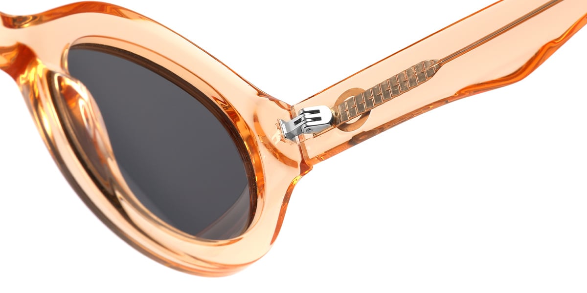 Acetate Round Geometric Sunglasses translucent-brown+dark_grey_polarized
