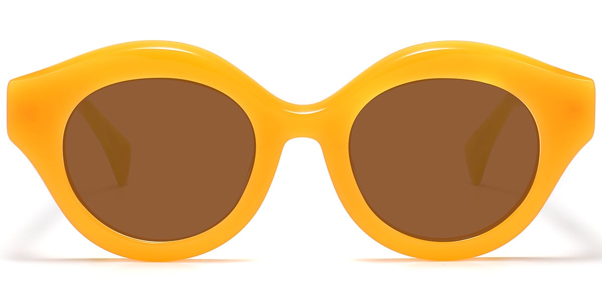 Acetate Round Geometric Sunglasses translucent-yellow+amber_polarized