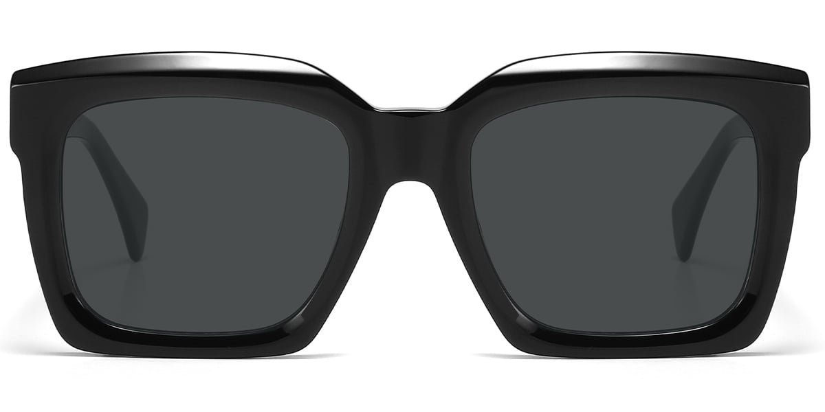 Acetate Square Sunglasses black+dark_grey_polarized