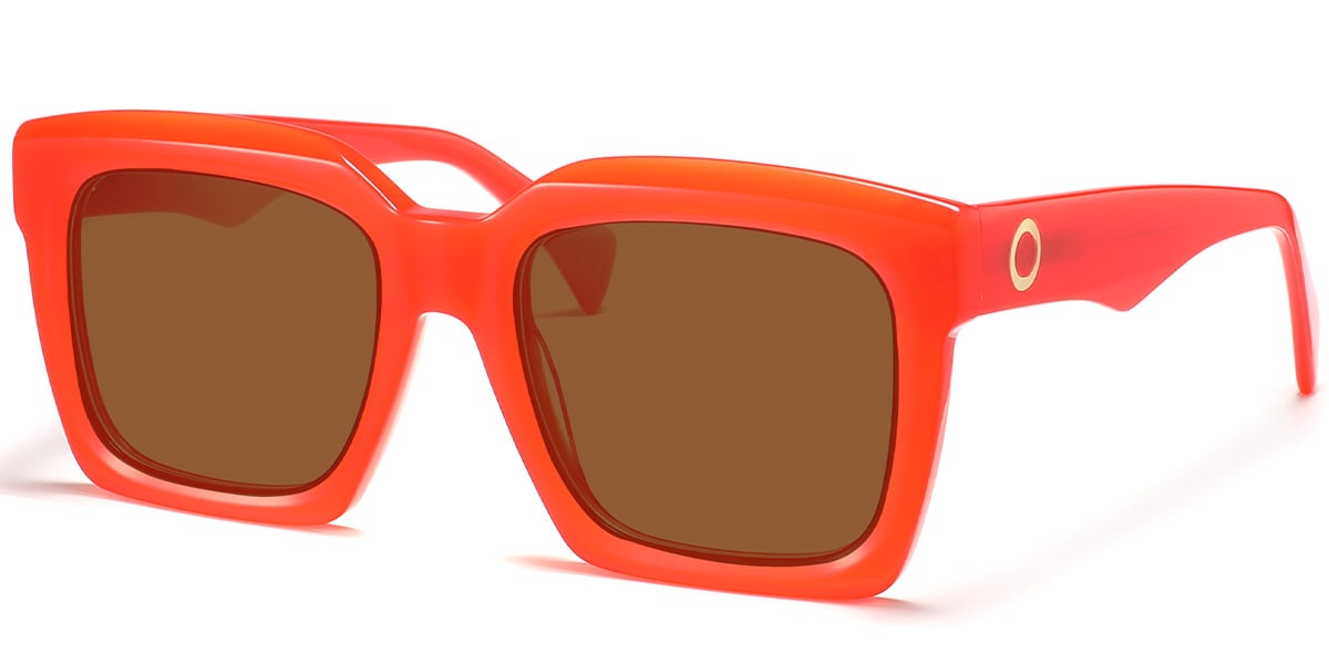 Acetate Square Sunglasses red+amber_polarized