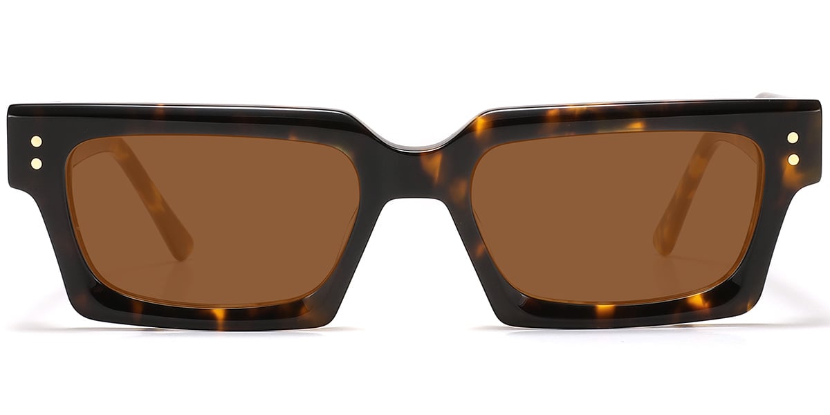 Acetate Rectangle Sunglasses tortoiseshell+amber_polarized