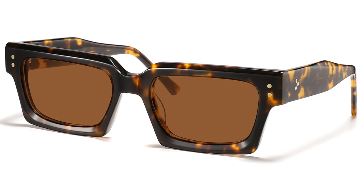 Acetate Rectangle Sunglasses tortoiseshell+amber_polarized
