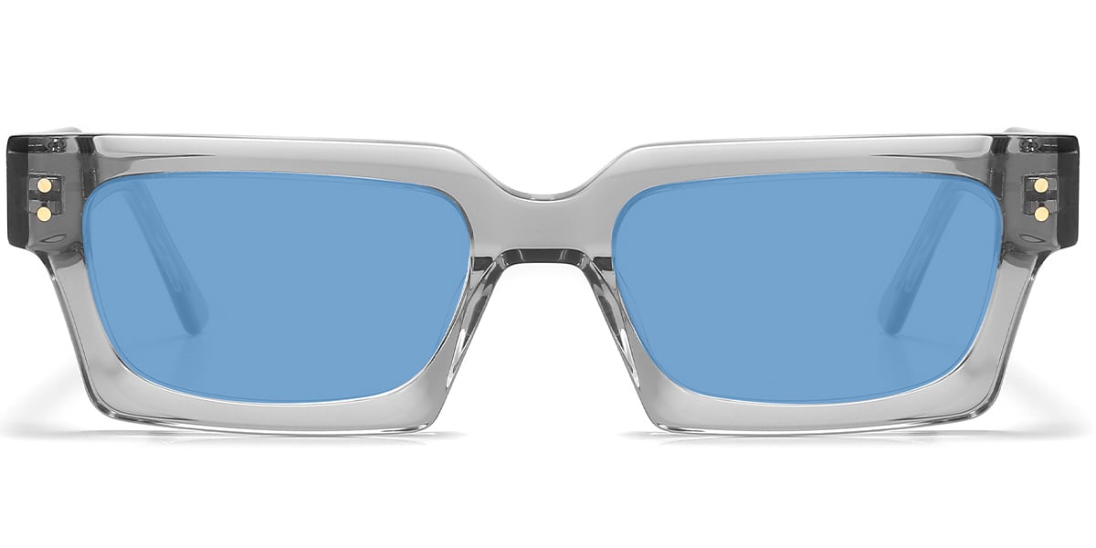 Acetate Rectangle Sunglasses translucent-grey+blue_polarized
