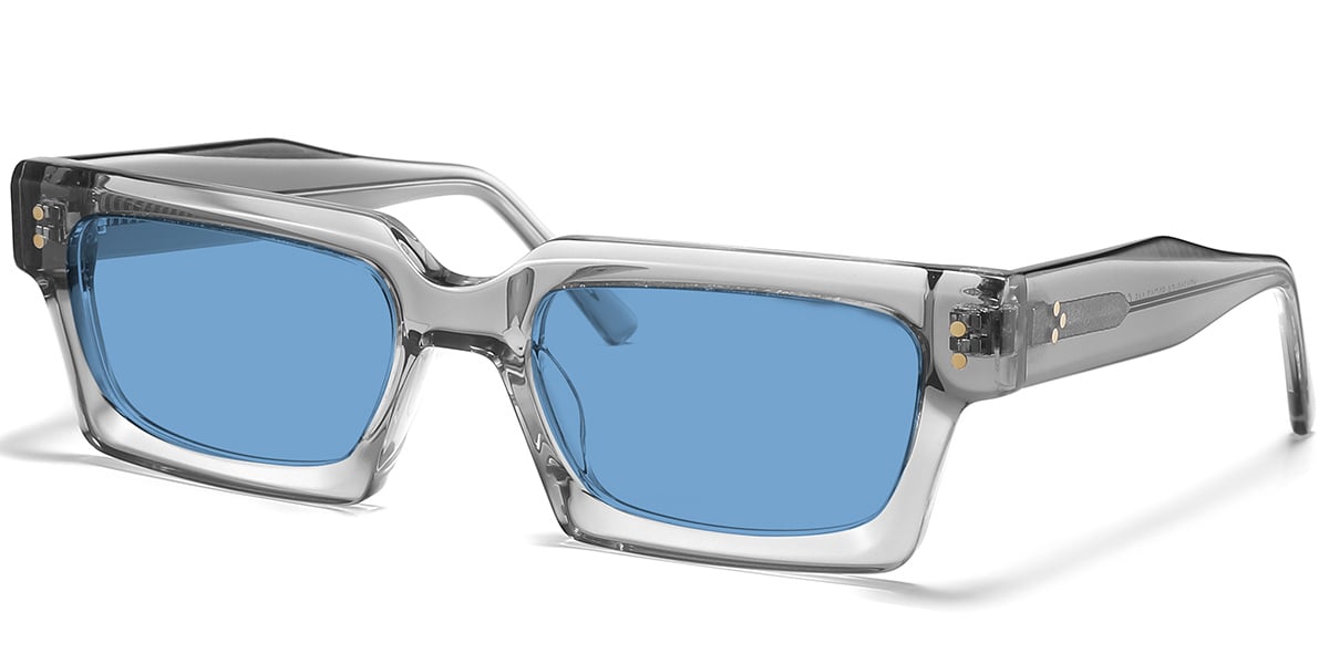 Acetate Rectangle Sunglasses translucent-grey+blue_polarized