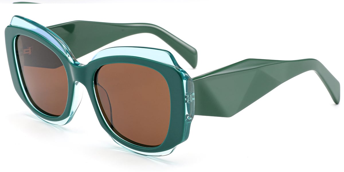 Acetate Square Sunglasses translucent-green+amber_polarized