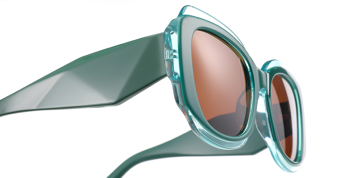 Acetate Square Sunglasses translucent-green+amber_polarized