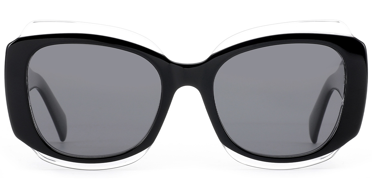 Acetate Square Sunglasses translucent-black+dark_grey_polarized