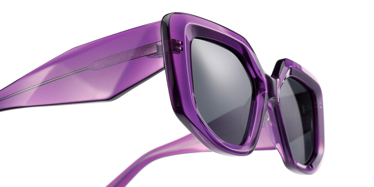 Acetate Square Sunglasses translucent-purple+dark_grey_polarized