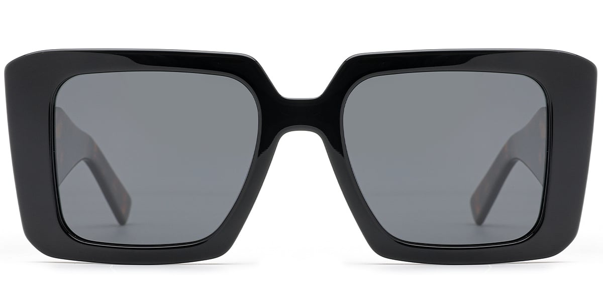 Acetate Square Sunglasses tortoiseshell-black+dark_grey_polarized