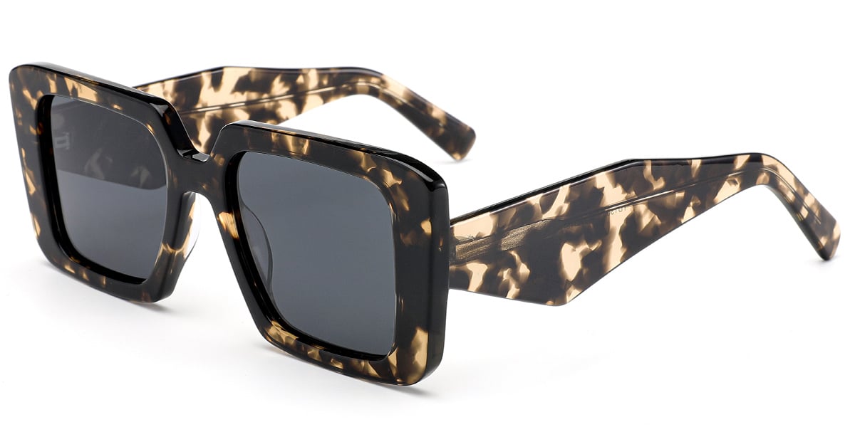 Acetate Square Sunglasses tortoiseshell+dark_grey_polarized