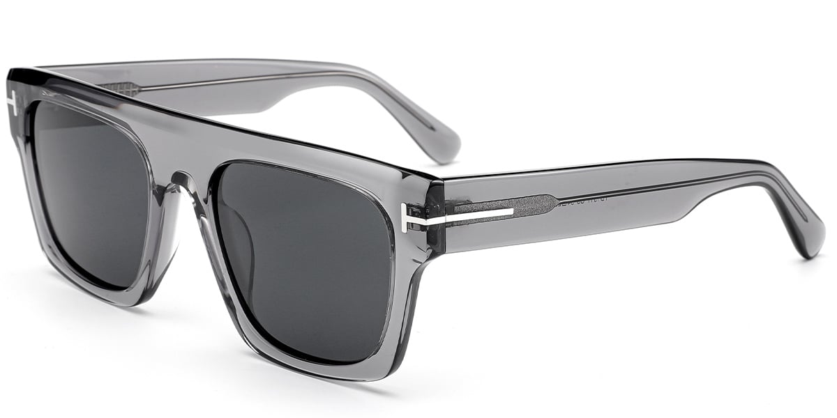 Acetate Square Sunglasses translucent-grey+dark_grey_polarized
