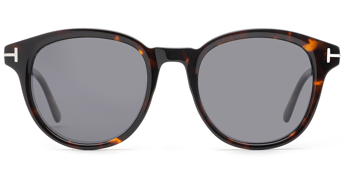 Acetate Round Sunglasses translucent-brown+dark_grey_polarized