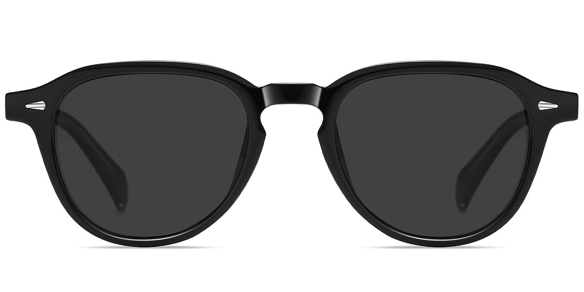 Acetate Square Sunglasses black+dark_grey_polarized