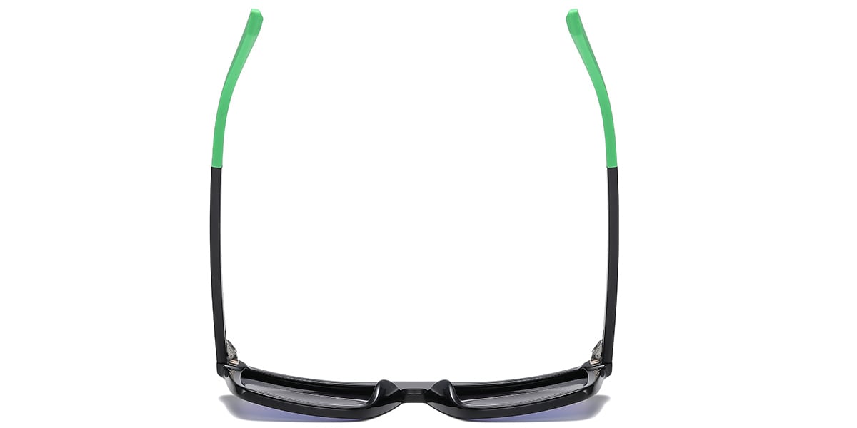 Acetate Square Sunglasses black+mirrored_green_polarized