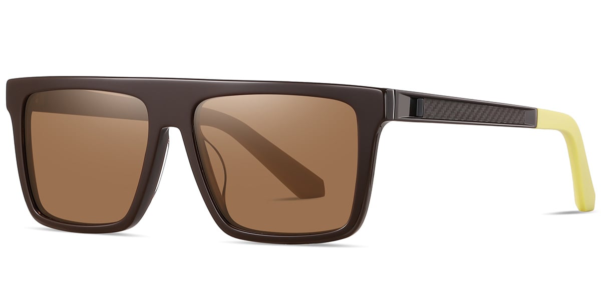 Acetate Square Sunglasses brown+amber_polarized