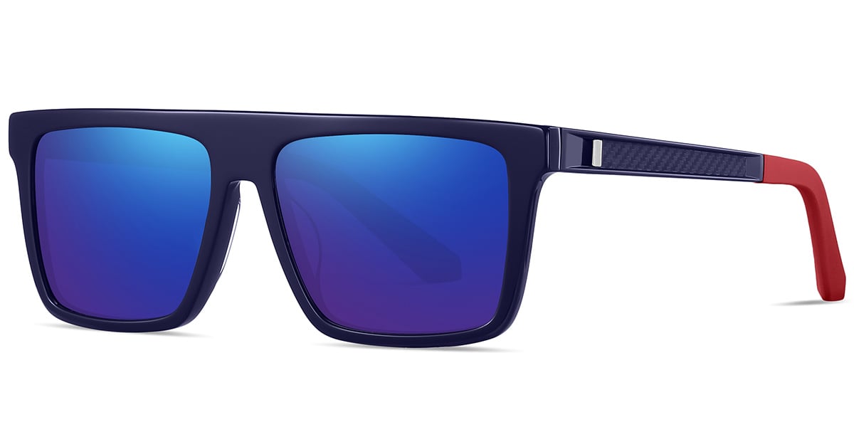 Acetate Square Sunglasses blue+mirrored_blue_polarized