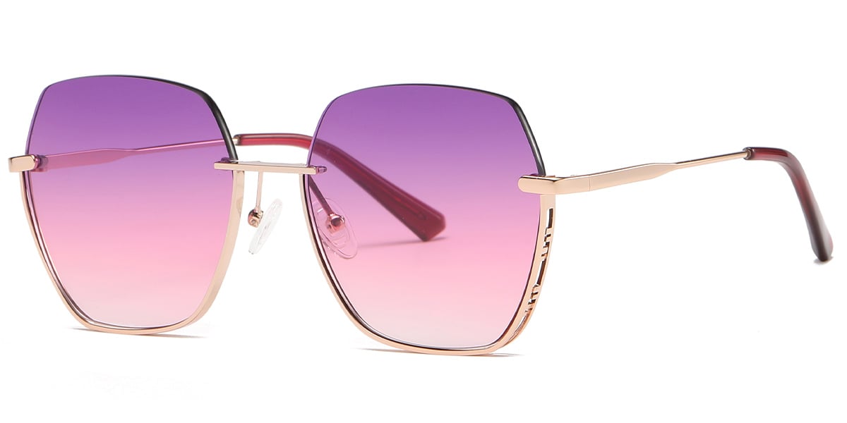 Square Sunglasses gold+purple-pink