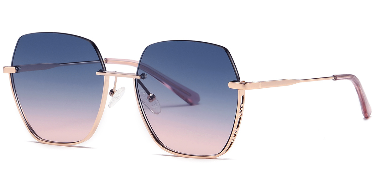 Square Sunglasses rose_gold+blue-pink
