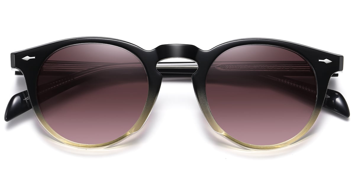 Acetate Round Sunglasses gradient_black+gradient_amber_polarized