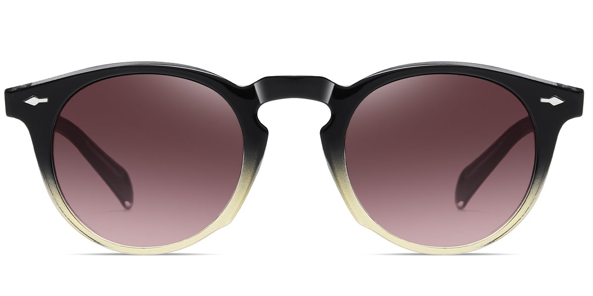 Acetate Round Sunglasses gradient_black+gradient_amber_polarized