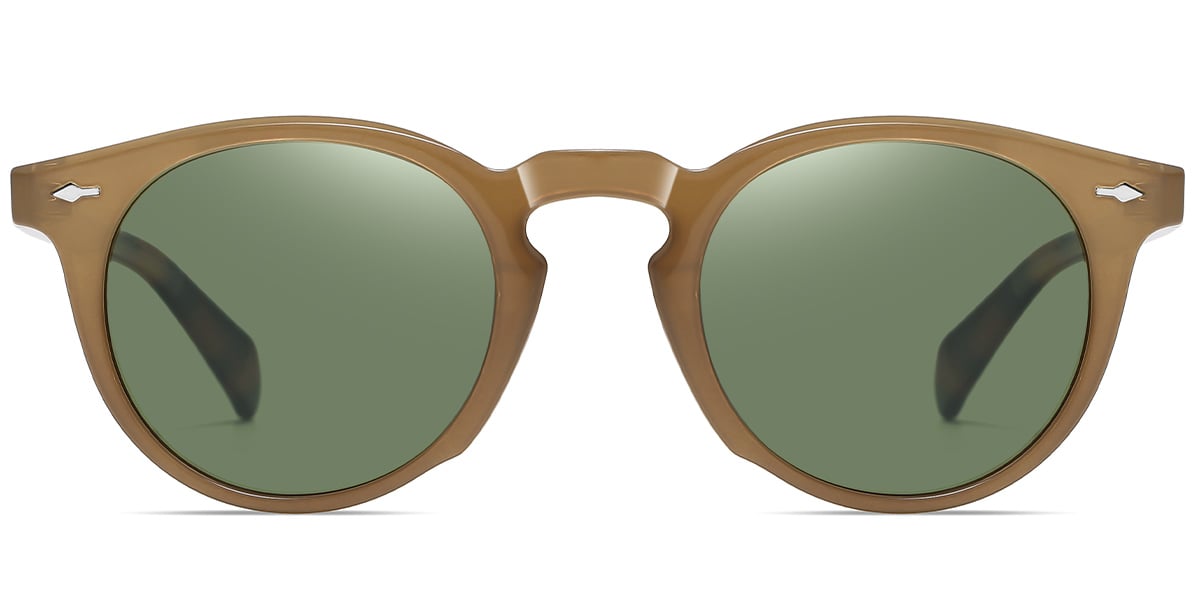 Acetate Round Sunglasses brown+green_polarized