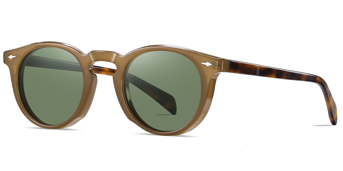 Acetate Round Sunglasses brown+green_polarized