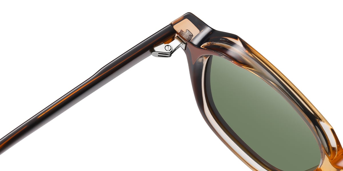 Acetate Square Sunglasses gradient_brown+green_polarized