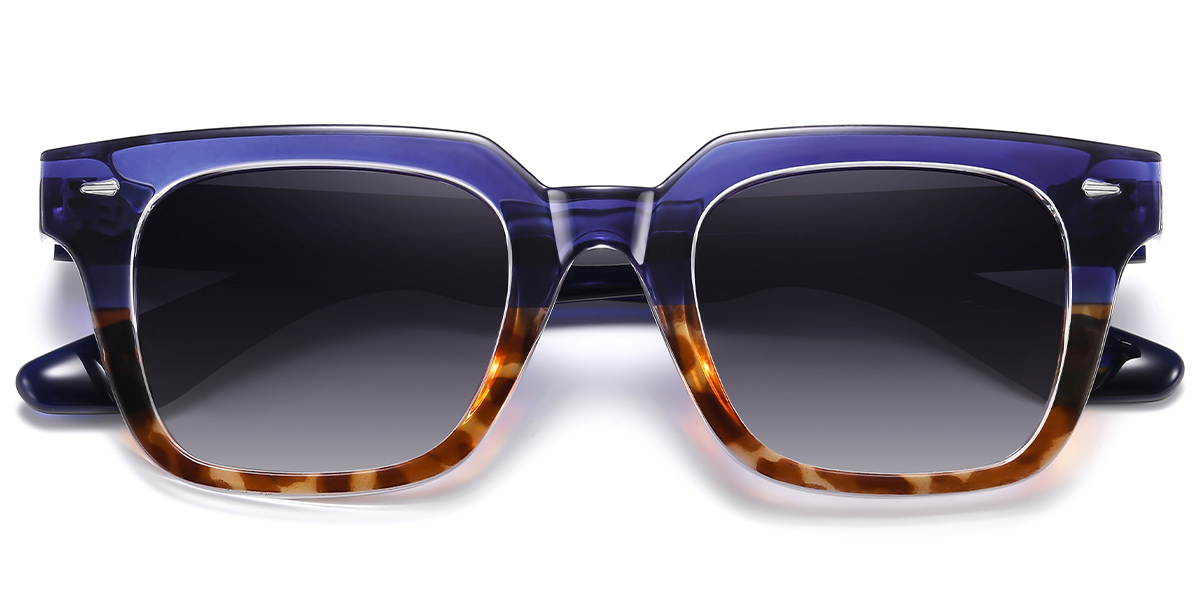 Acetate Square Sunglasses pattern-tortoiseshell+gradient_grey_polarized