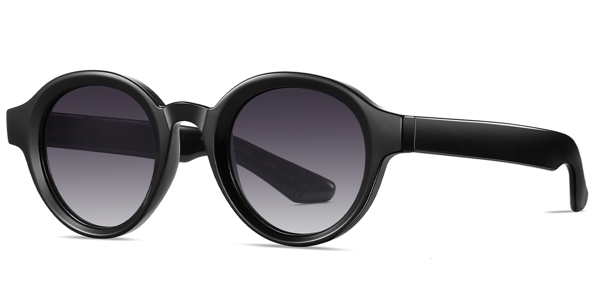 Acetate Round Sunglasses bright_black+gradient_grey_polarized