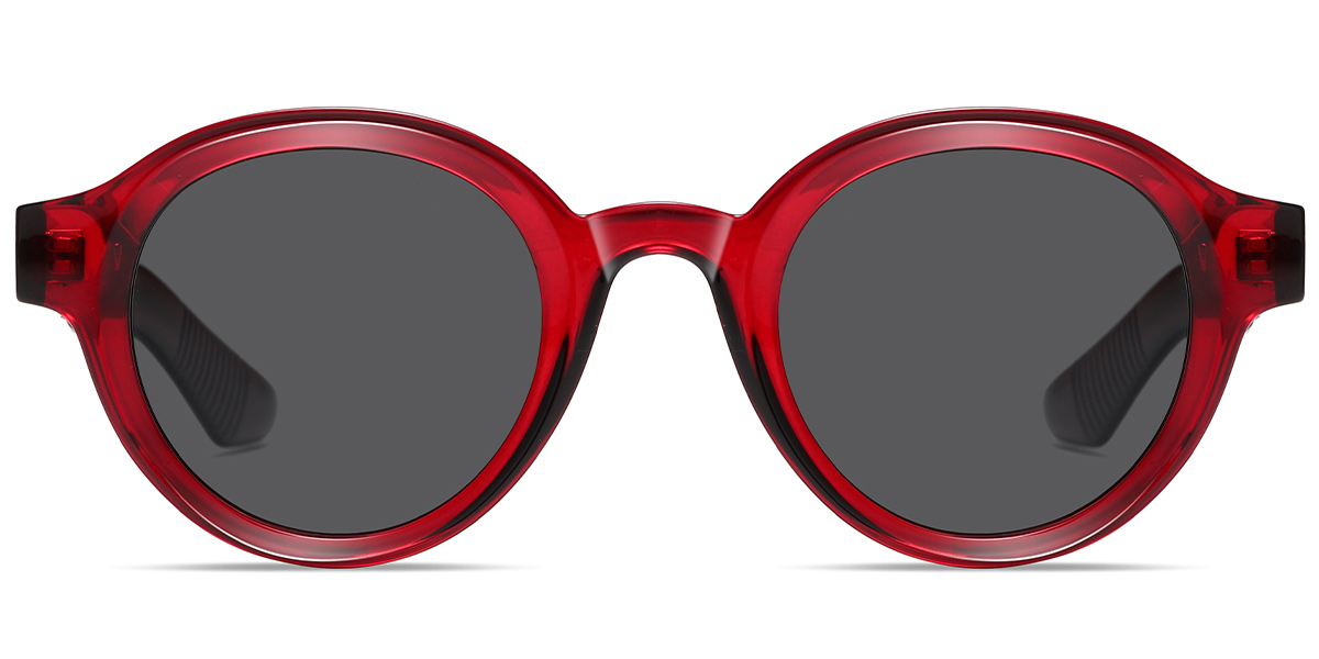 Acetate Round Sunglasses translucent-wine_red+dark_grey_polarized
