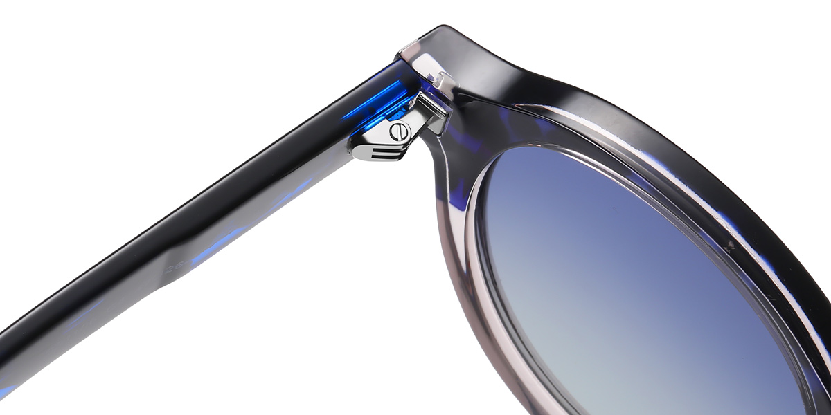 Acetate Round Sunglasses pattern-blue+gradient_blue_polarized