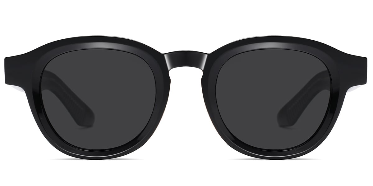 Acetate Square Sunglasses black+dark_grey_polarized