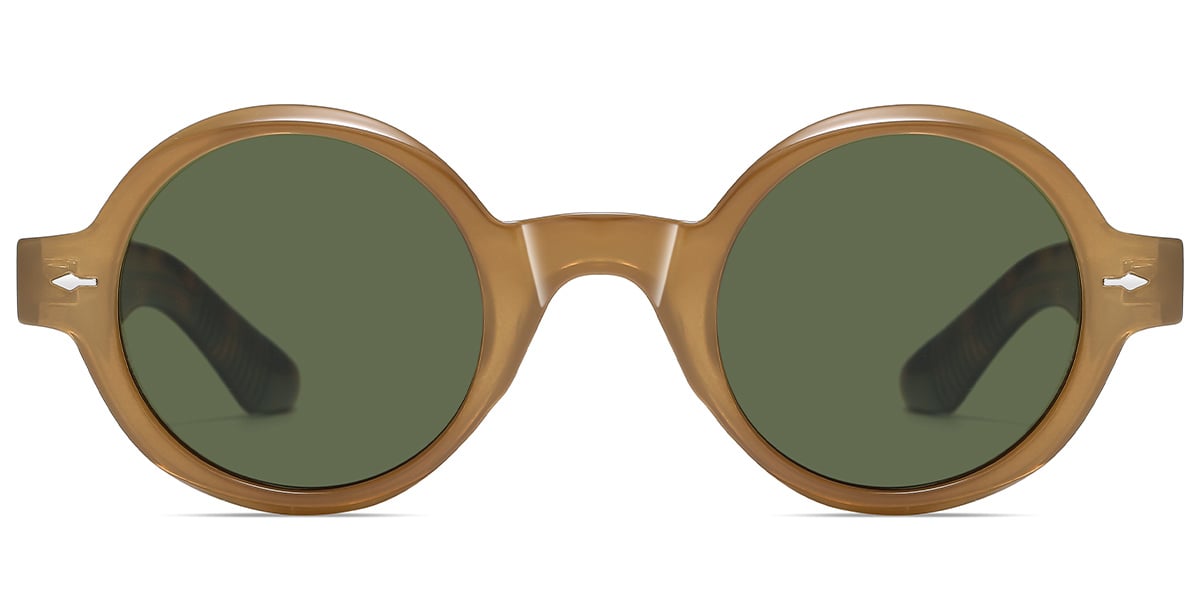 Acetate Round Sunglasses brown+green_polarized