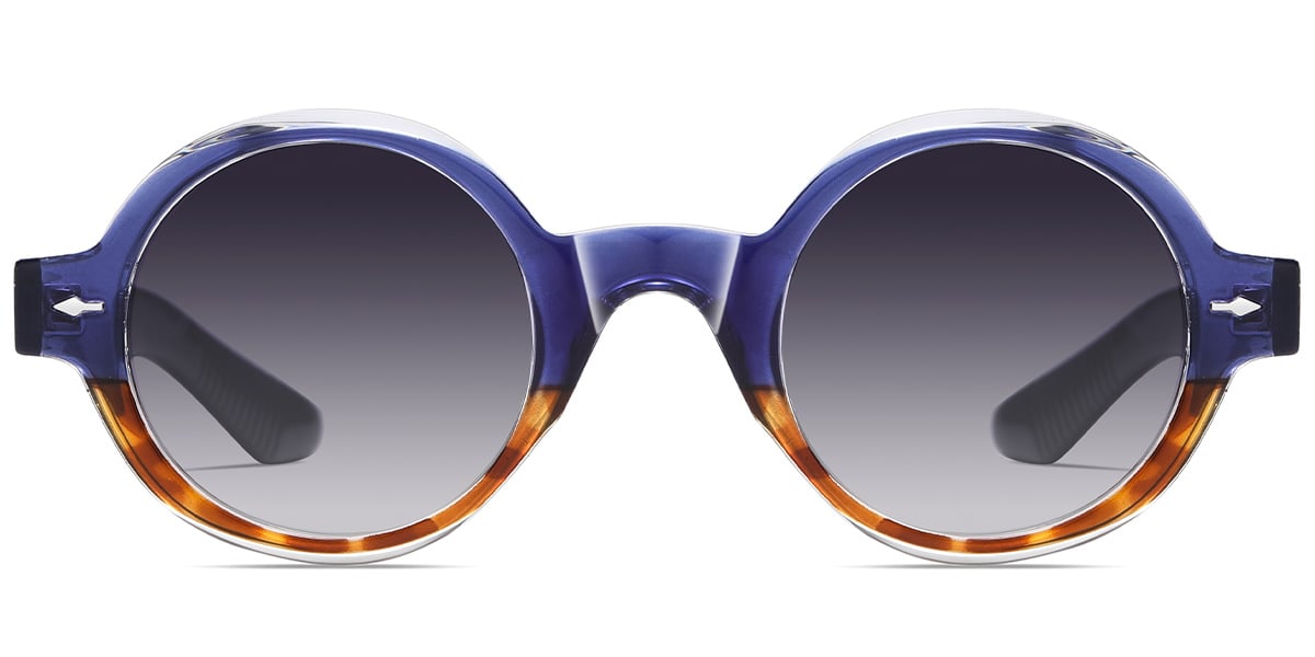 Acetate Round Sunglasses pattern-blue+gradient_grey_polarized