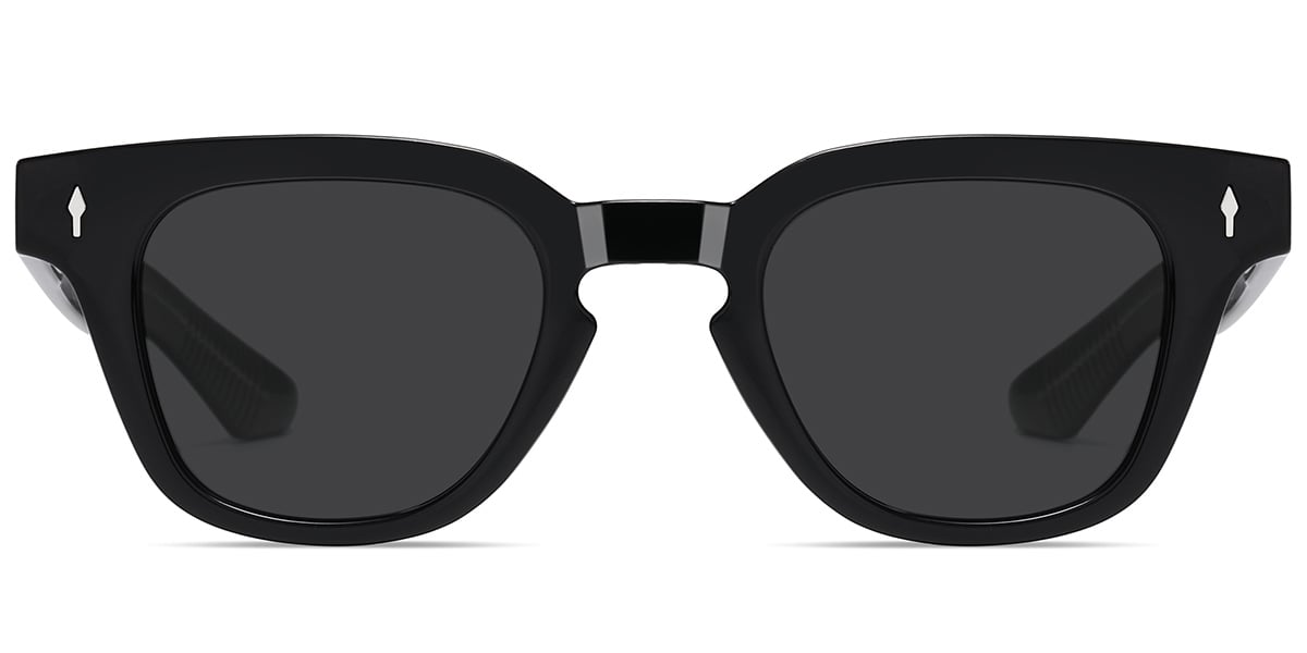 Acetate Square Sunglasses black+dark_grey_polarized