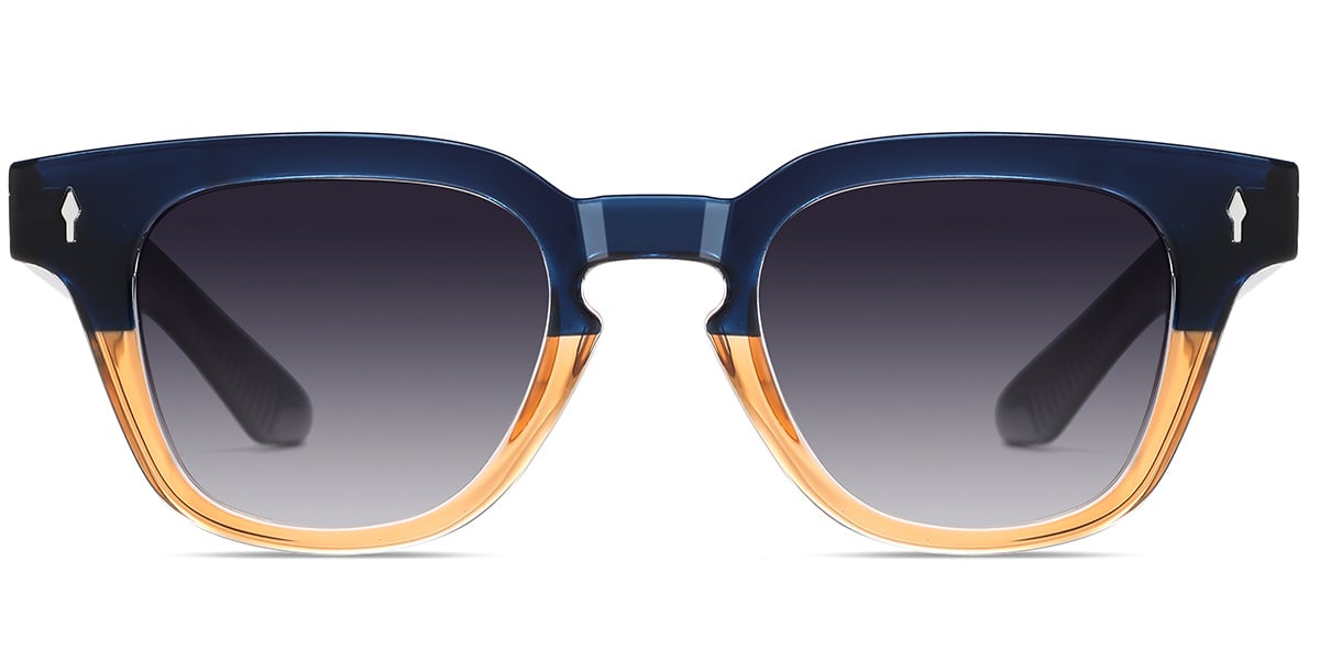 Acetate Square Sunglasses pattern-blue+gradient_grey_polarized