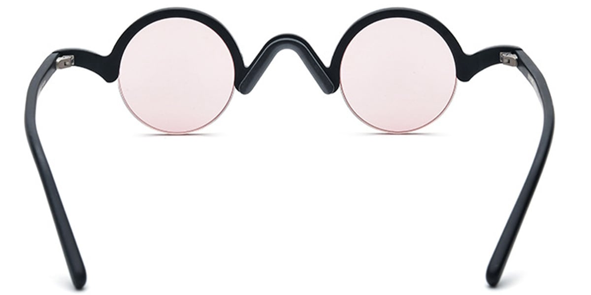 Acetate Round Sunglasses black+light_pink