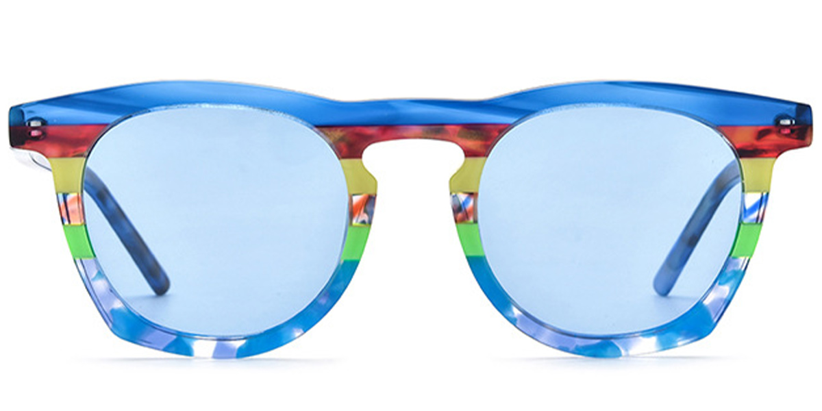 Acetate Square Sunglasses pattern-blue+blue_polarized