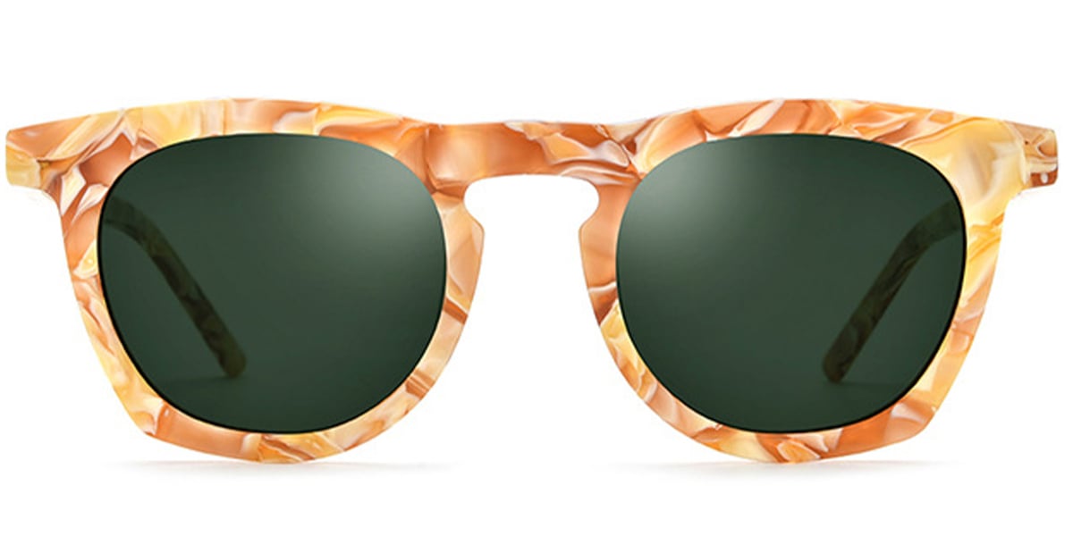Acetate Square Sunglasses pattern-orange+dark_green_polarized