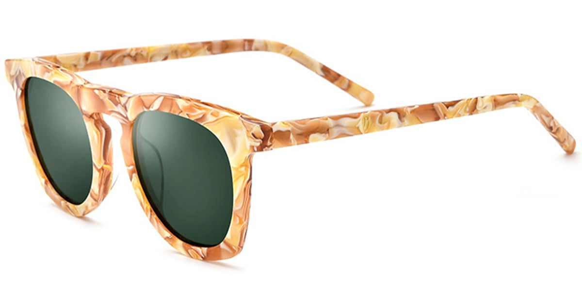 Acetate Square Sunglasses pattern-orange+dark_green_polarized