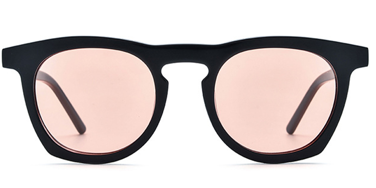Acetate Square Sunglasses black+rose_polarized