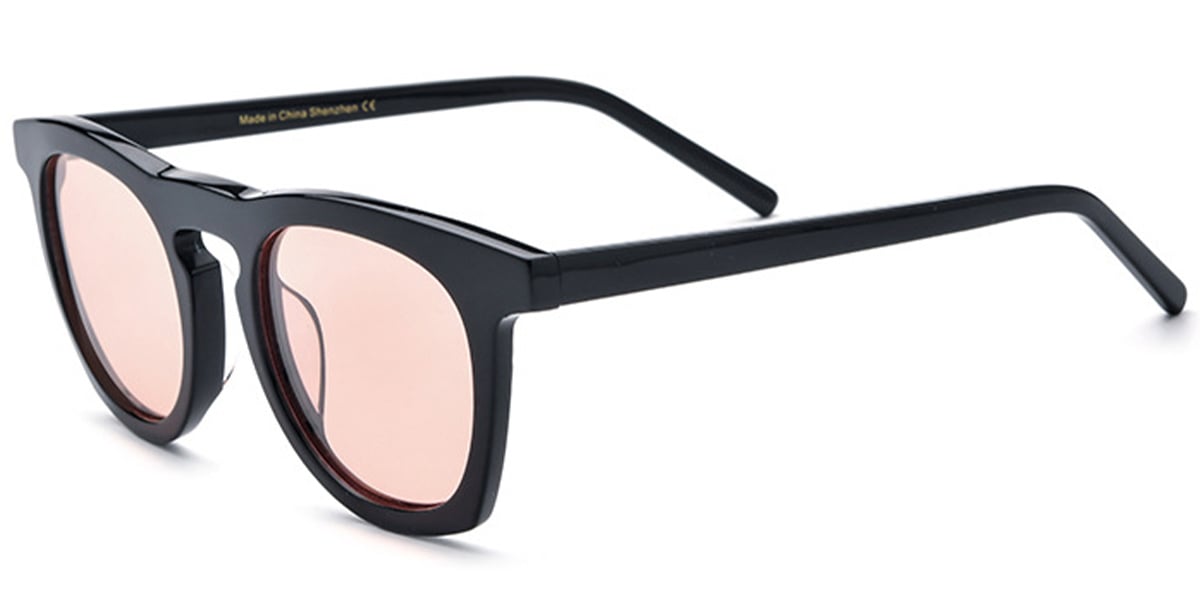 Acetate Square Sunglasses black+rose_polarized