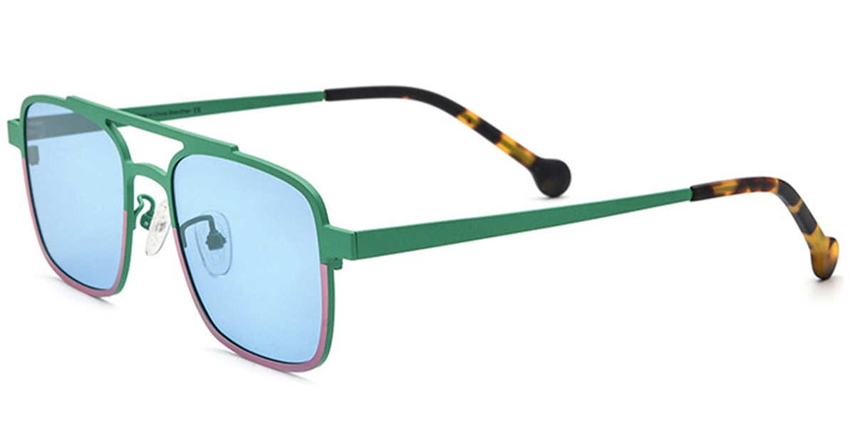 Titanium Aviator Sunglasses pattern-green+light_blue