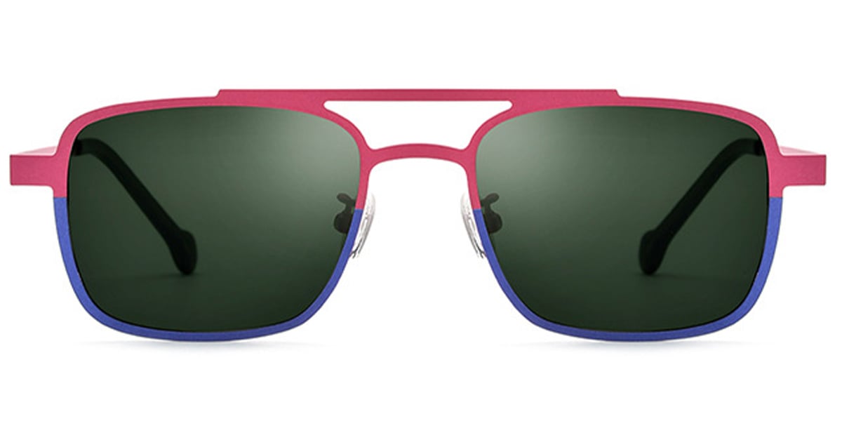 Titanium Aviator Sunglasses pattern-rose+dark_green