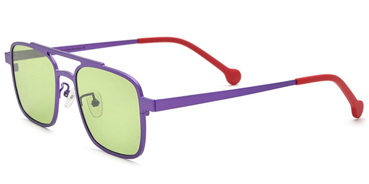 Titanium Aviator Sunglasses purple+light_green